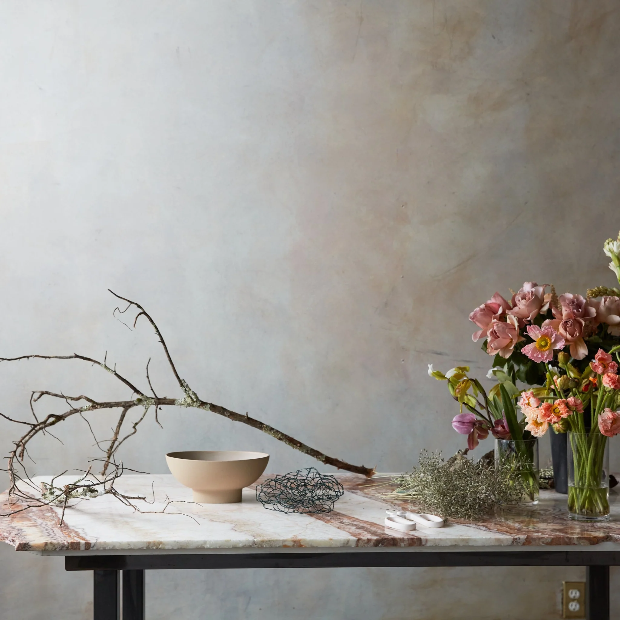 The Floral Society Ceramic Compote Vase - Sand