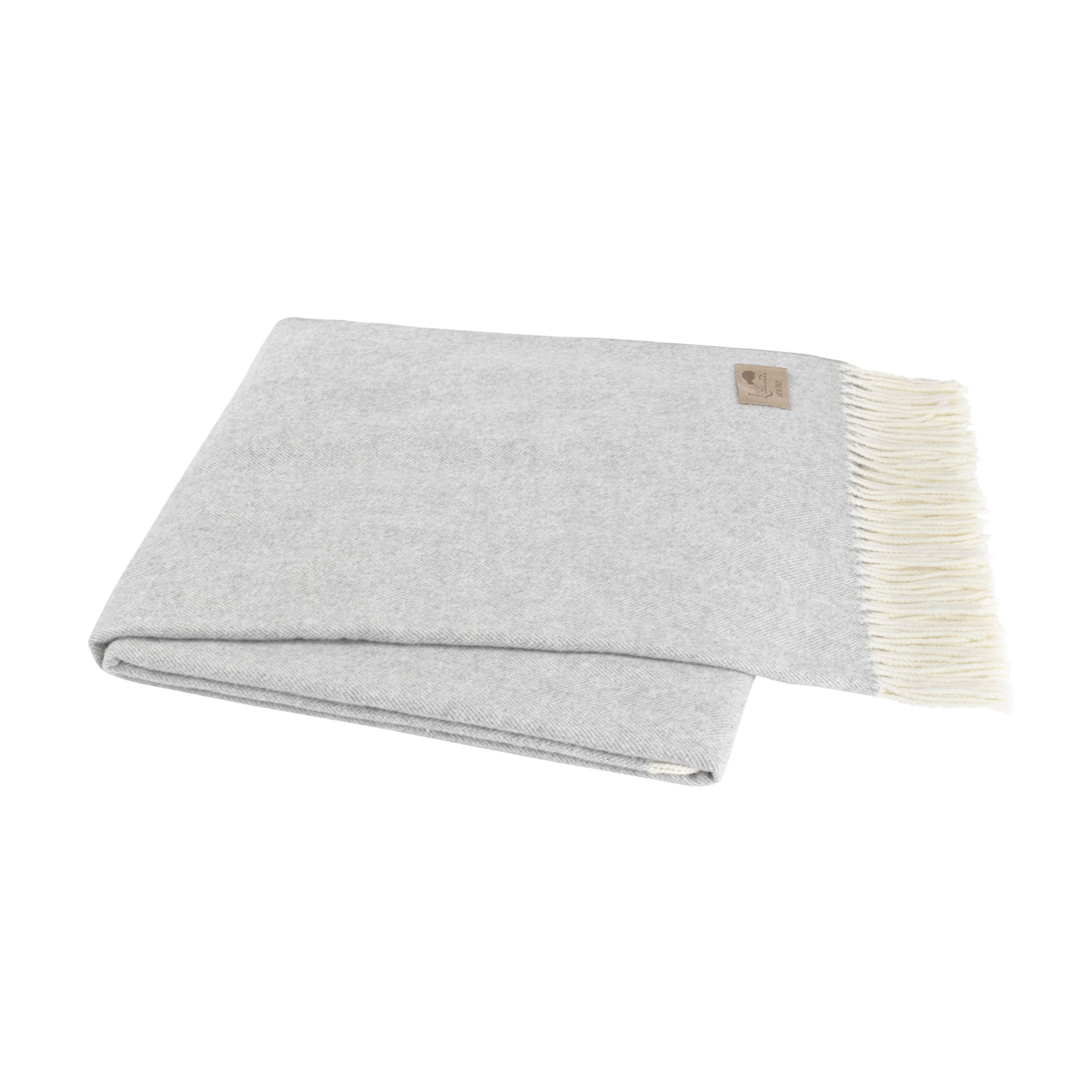 Italian Herringbone Throw - Light Gray