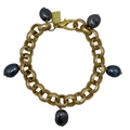 Turkish Gold Bracelet with Black Pearls