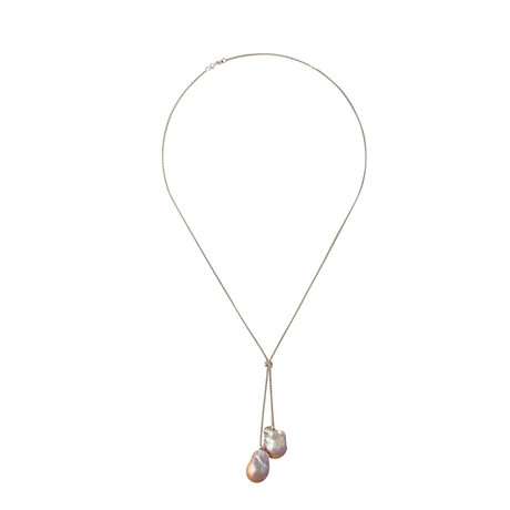 Sterling Chain Two Champagne Wild Pearls-