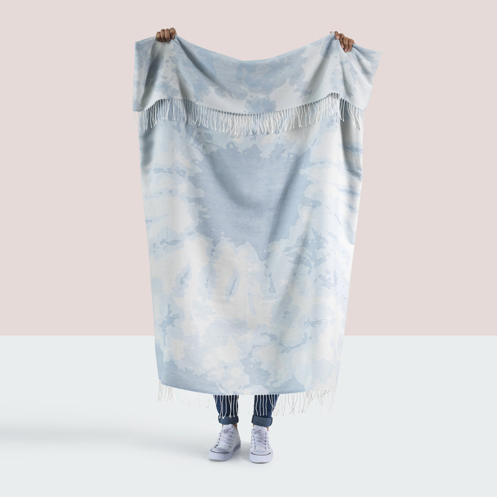 Tie Dye Cotton Jacquard Throw - Sky