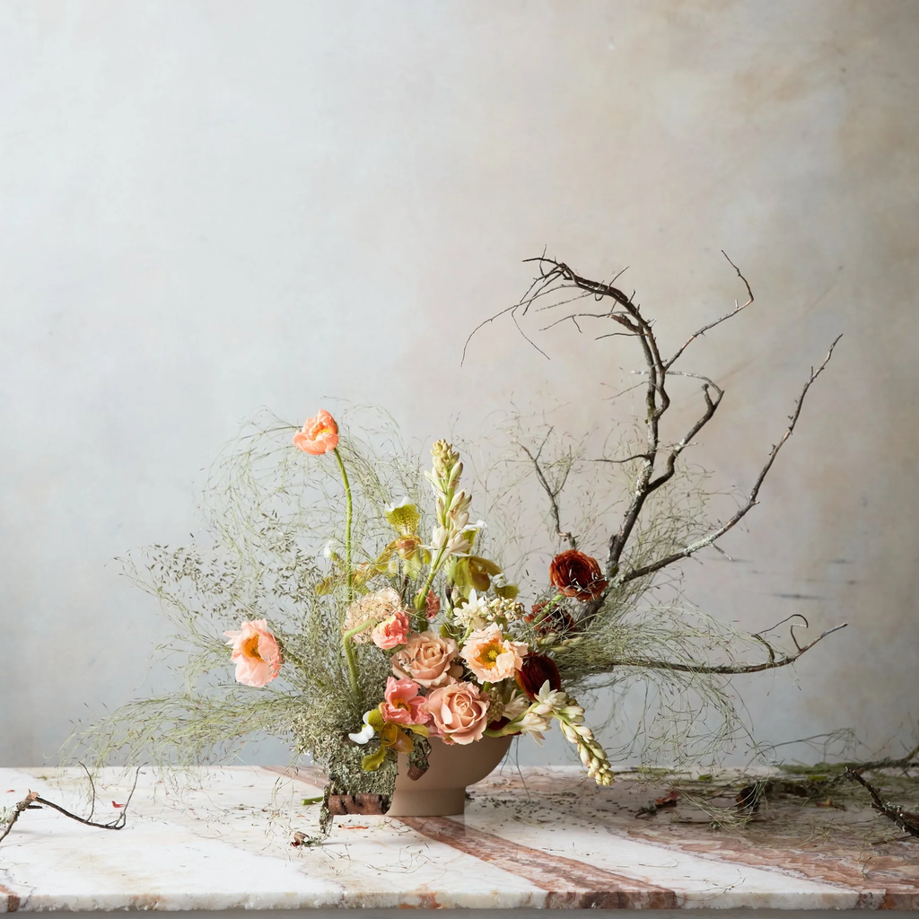 The Floral Society Ceramic Compote Vase - Sand