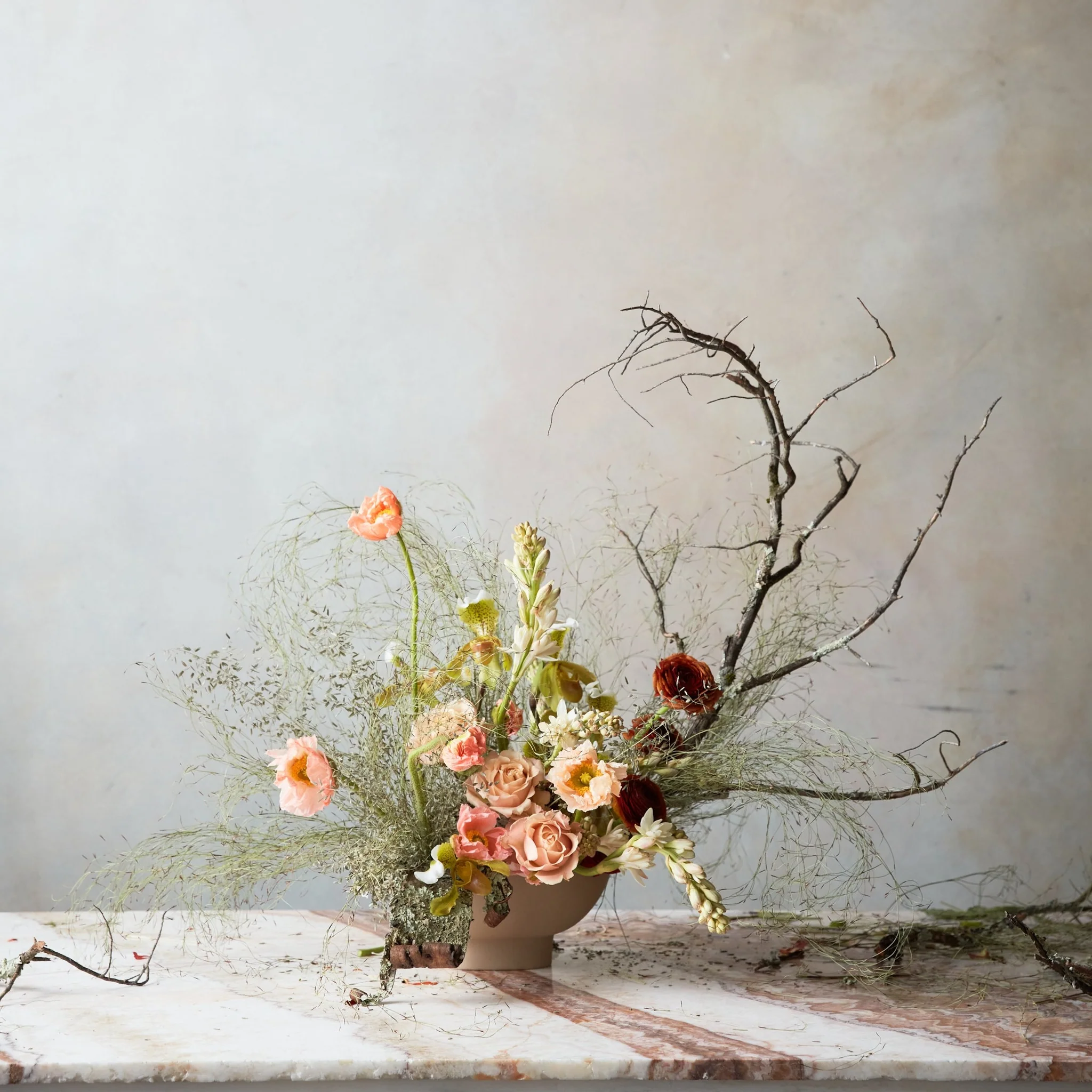 The Floral Society Ceramic Compote Vase - Sand