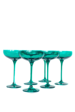 Load image into Gallery viewer, Estelle Colored Glass Champagne Coupe - Emerald Green
