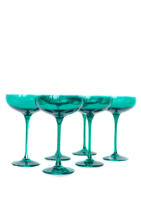 Estelle Colored Glass Champagne Coupe - Emerald Green