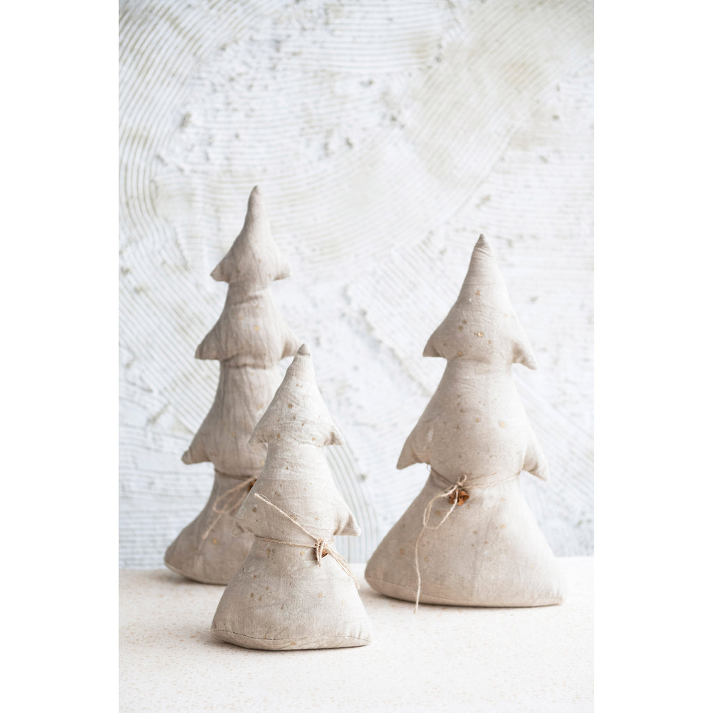Antiqued Natural Canvas Tree with Bells - Wide