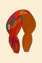 Load image into Gallery viewer, Powder UK Twisted Satin Headband - Pomegranate in Tangerine
