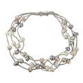 Fawn Suede Four Strand Multi Pearl Necklace