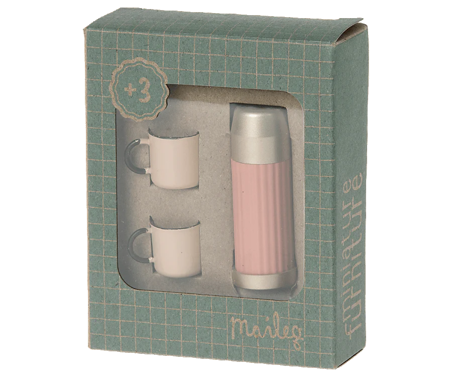 Maileg Thermos and Cups - Soft Coral