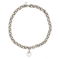 Silver Turkish Choker White Edison Drop