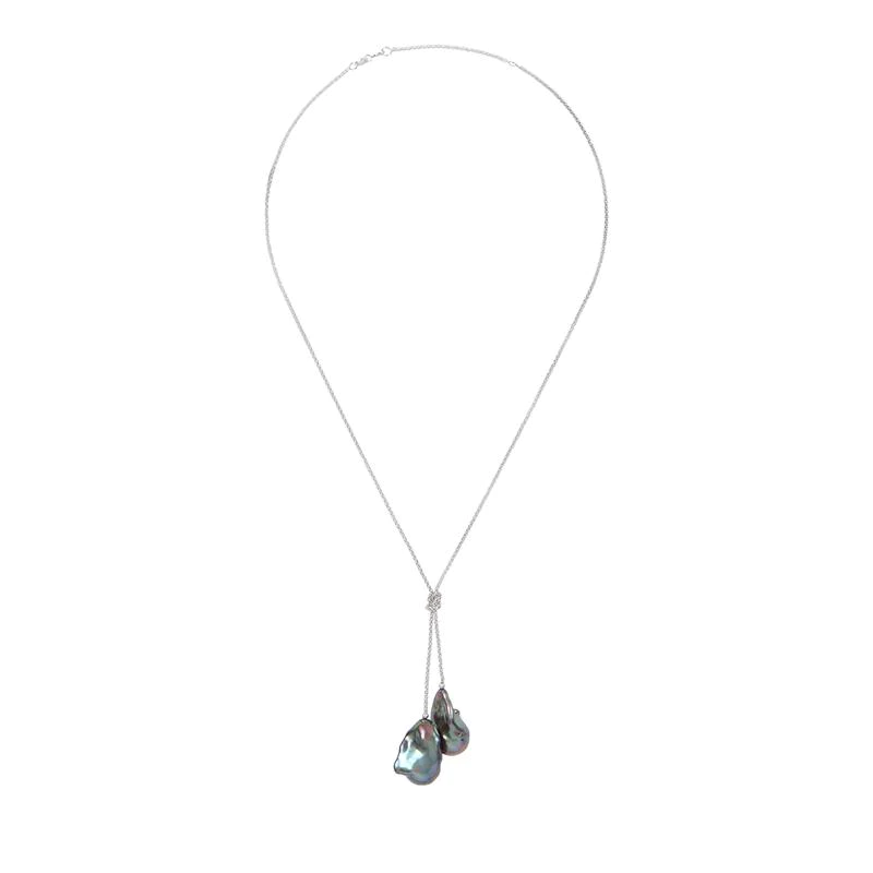 Sterling Chain Two Black Wild Pearls