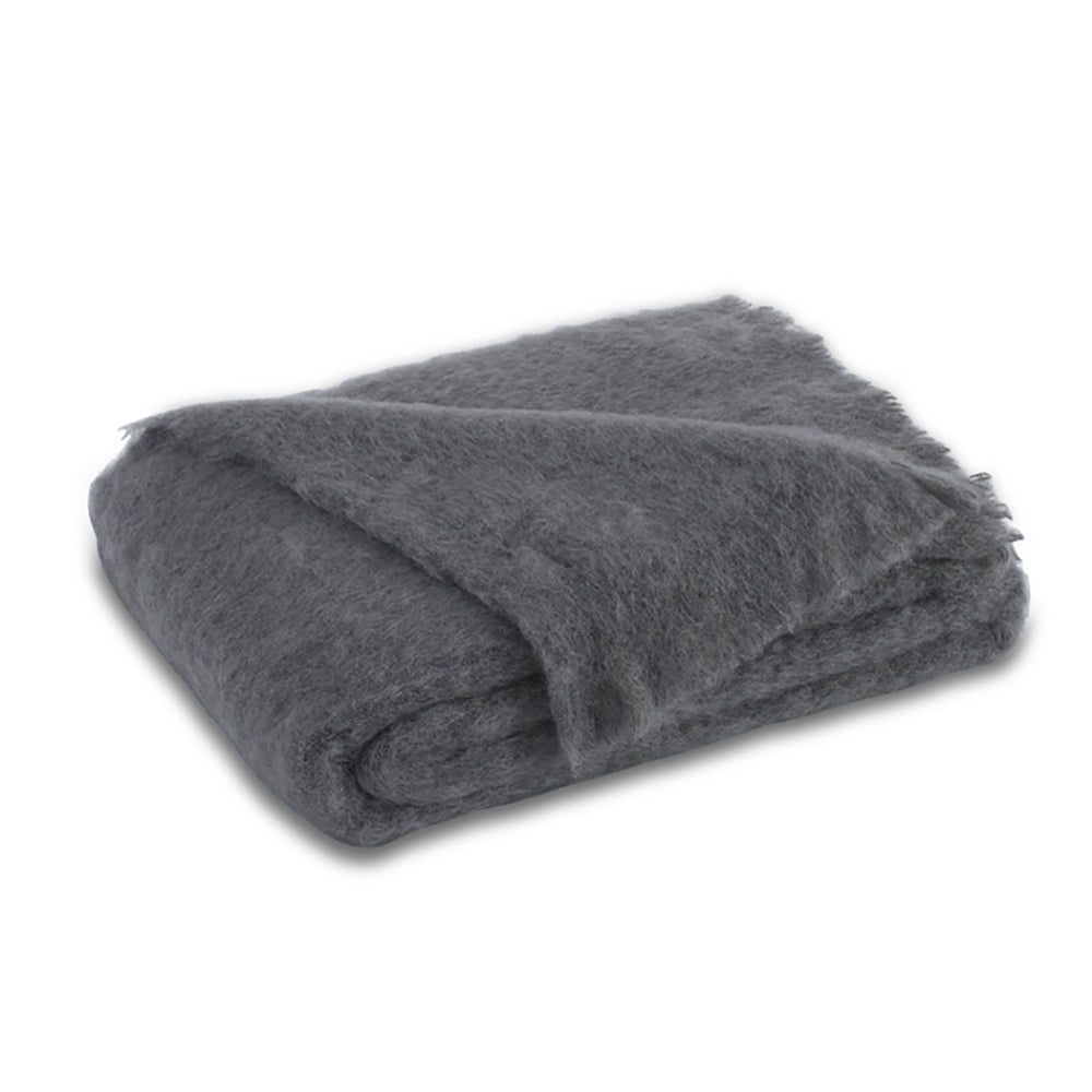Brushed Mohair Throw - Slate