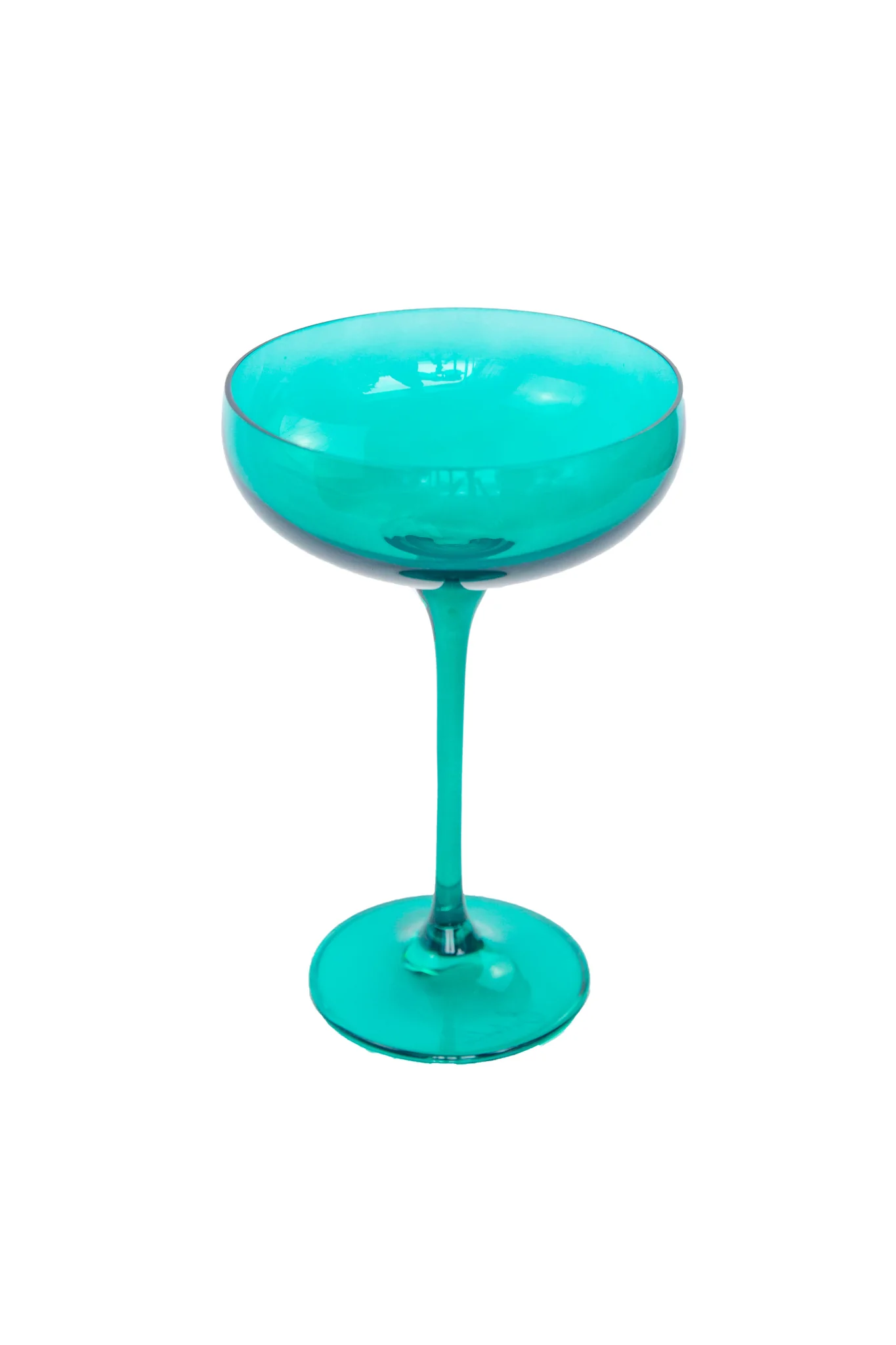Estelle Colored Glass Champagne Coupe - Emerald Green
