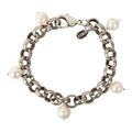 Turkish Silver Bracelet Five White Pearls