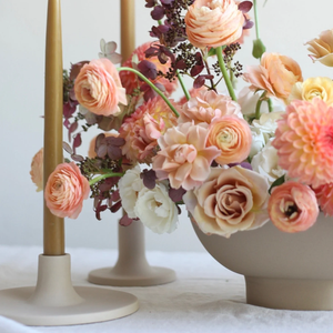 The Floral Society Ceramic Compote Vase - Matte White