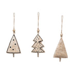 Handmade Paper Mache Tree Ornament with Wood Bead