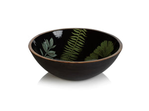 Botanical Garden Mango Wood Bowl - Green/Dark Grey - Large